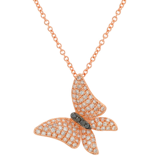 14K RG EFFY .41 CTW Diamond Butterfly Pendant