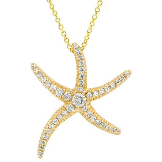 14K EFFY YG 0.51 CTW Diamond Star Fish Pendant