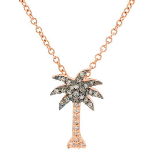 14K RG EFFY .10 CTW Diamond Palm Tree Pendant