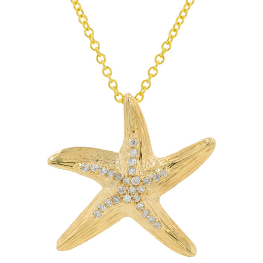 14K YG EFFY 0.13 CTW Diamond Starfish Pendant