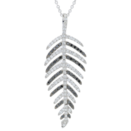 14K WG EFFY .89 CTW Diamond Feather Pendant