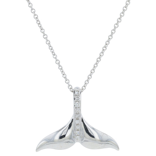 14K WG EFFY .05 CTW Diamond Whale Tail Pendant