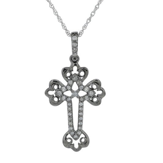 14K BR .14 CT Diamond Cross Pendant