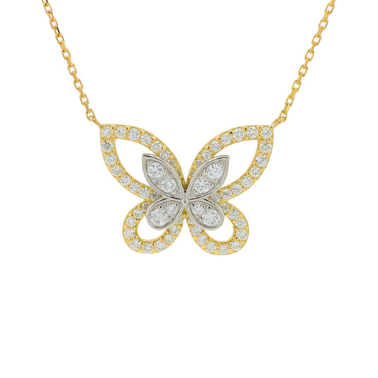 18K YG .52 CT Diamond Butterfly Necklace