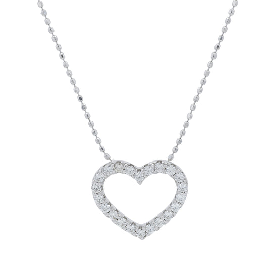 18K WG .30 CTW Diamond Heart Pendant