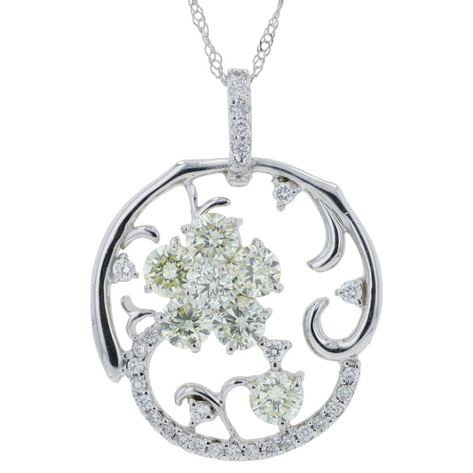 18K WG 1.43 CTW Diamond Pendant