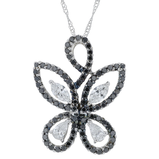 18K WG 1.14 CTW Diamond Butterfly Pendant