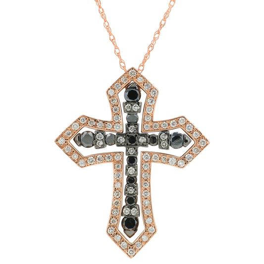 18K RG .75 CTW Diamond Cross Pendant