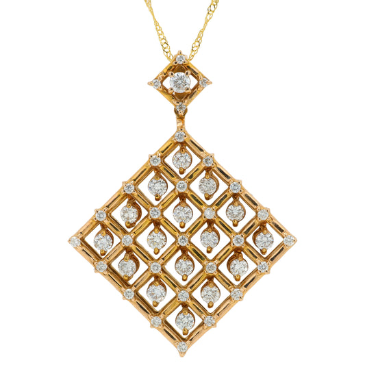 18K RG 1 CTW Diamond Cross Pendant
