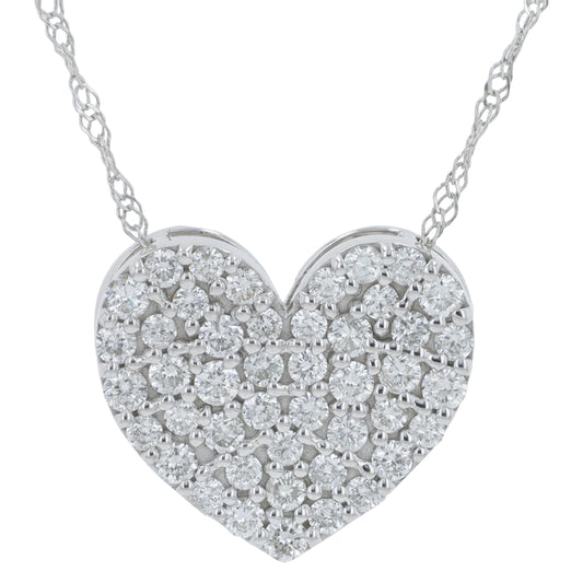 18K WG .50 CTW Diamond Heart Pendant