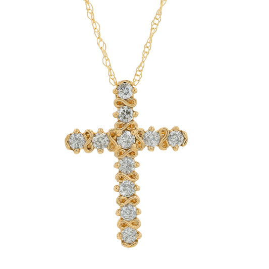 10K YG .25 CTW Diamond Cross Pendant