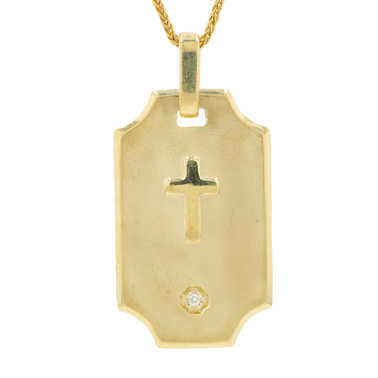 10K YG .02 CT Diamond Cross Pendant