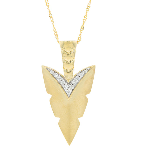 10K YG .10 CT Diamond Arrowhead Pendant