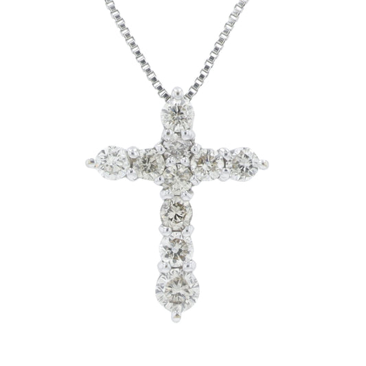 18K WG .30 CTW Diamond Cross Pendant