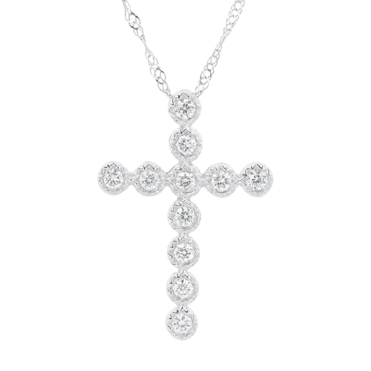 14K WG .25 CTW Diamond Cross Pendant