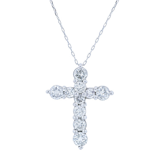 PT900 1 CTW Diamond Cross Pendant