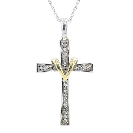 10K WG .13 CT Diamond Cross Pendant
