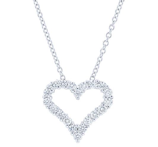 14K EFFY WG .49 CTW Diamond Heart Pendant