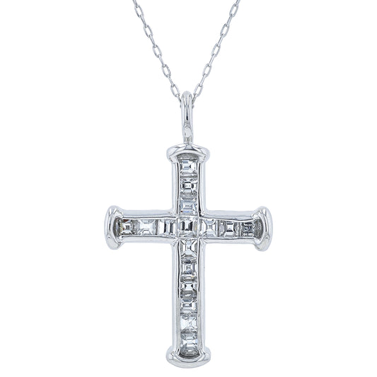 PT900/850 .60 CTW Diamond Cross Pendant