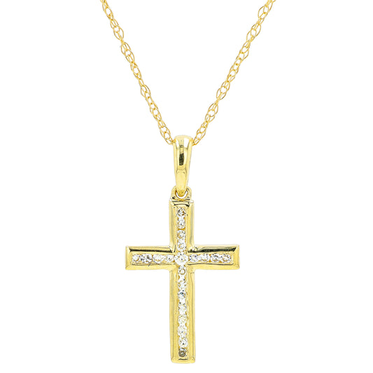 14K YG .06 CT Diamond Cross Pendant