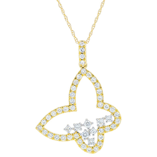 14K TT .50 CTW Diamond Butterfly Pendant
