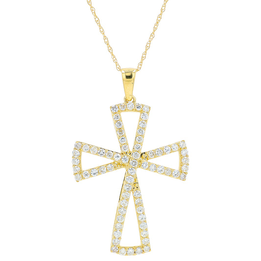 14K YG .70 CTW Diamond Cross Pendant