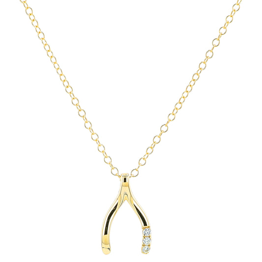 14K YG .03 CTW Diamond Wishbone Pendant