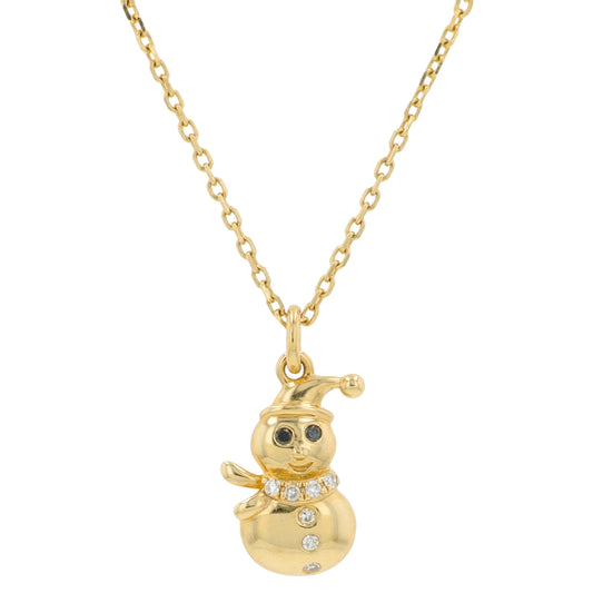 14K YG EFFY .03 CTW Diamond Snowman Pendant