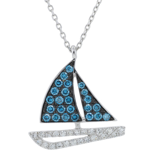 14K WG EFFY .32 CTW Diamond Sailboat Pendant