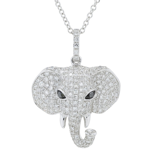 14K WG EFFY .73 CTW Diamond Elephant Pendant