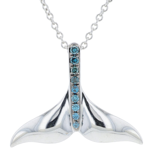 14K WG EFFY .05 CTW Diamond Whale Tail Pendant