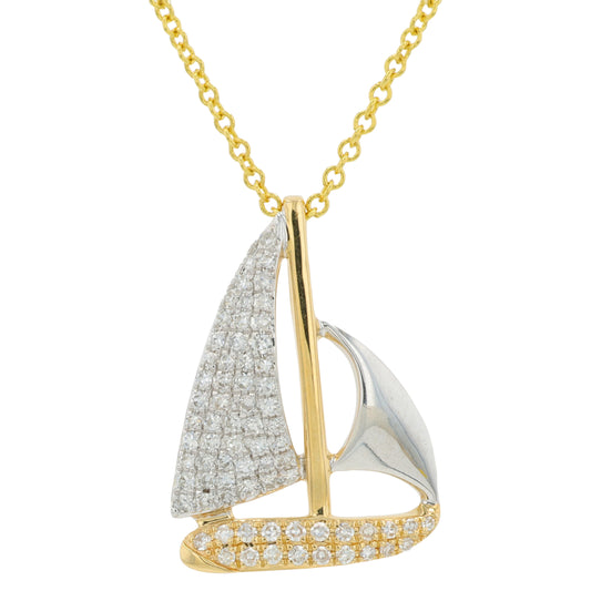 14K TT EFFY .27 CTW Diamond Sailboat Pendant