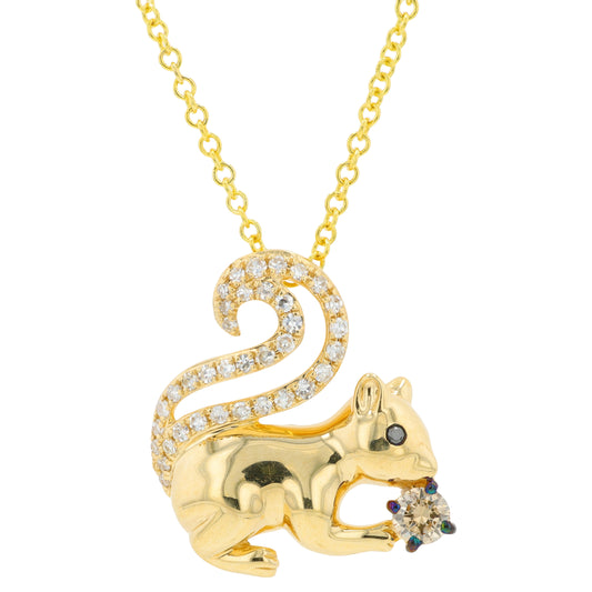 14K YG EFFY 0.25 CTW Diamond Squirrel Pendant