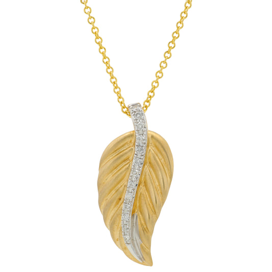 14K YG EFFY .06 CTW Diamond Leaf Pendant