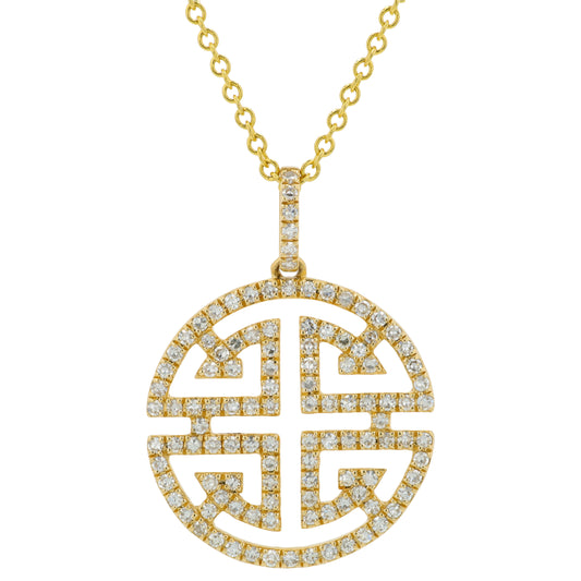 14K YG EFFY .44 CTW Diamond Double Happiness Pendant