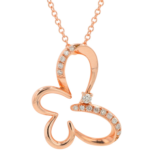 14K RG EFFY .12 CTW Diamond Butterfly Necklace