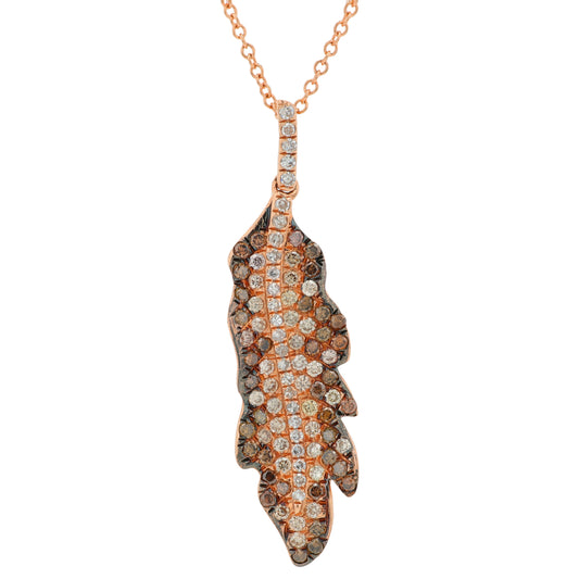 14K RG EFFY .87 CTW Diamond Feather Pendant