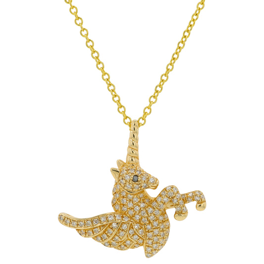 14K YG EFFY .35 CTW Diamond Unicorn Pendant