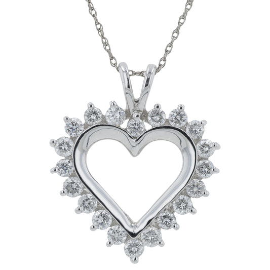 10K WG 1 CT Diamond Heart Pendant