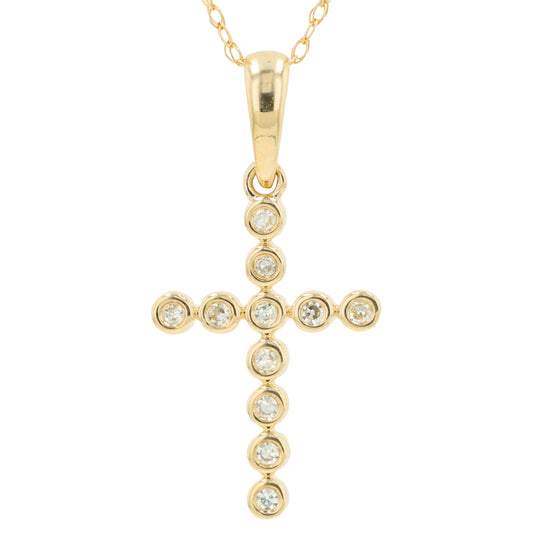 14K 0.08 CTW Diamond Bezel Set Cross Pendant<p><strong>More Colors Available</p></strong>