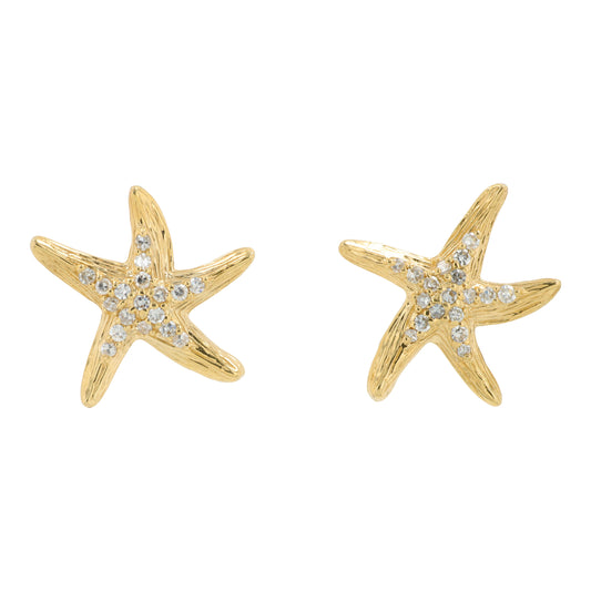 14K YG EFFY .18 CTW Diamond Starfish Studs