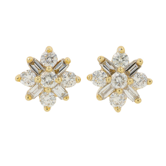 10K YG .25 CT Diamond Cluster Studs