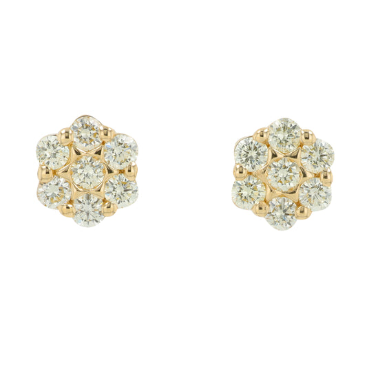 14K YG .75 CTW Diamond Cluster Studs
