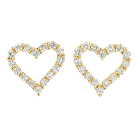 14K YG EFFY .55 CTW Diamond Heart Studs