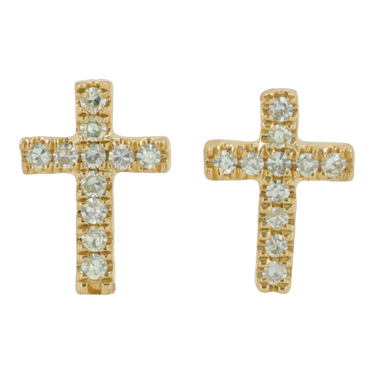 14K YG 0.06 CTW Diamond Cross Earrings