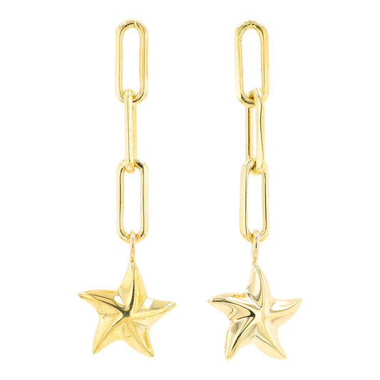 10K YG Star Drop Earrings