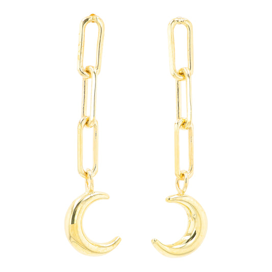10K YG Moon Drop Earrings