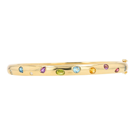 14K EFFY YG 1.75 CTW Multicolor Gemstone Bangle