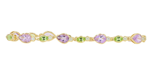 14K YG 6.50 CTW Amethyst & Peridot Bracelet