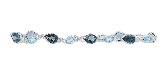 14K WG 8.25 CTW Swiss & London Blue Topaz Bracelet